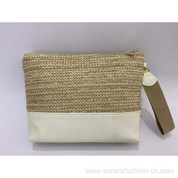 Women raffia two colors promotional straw Handbag